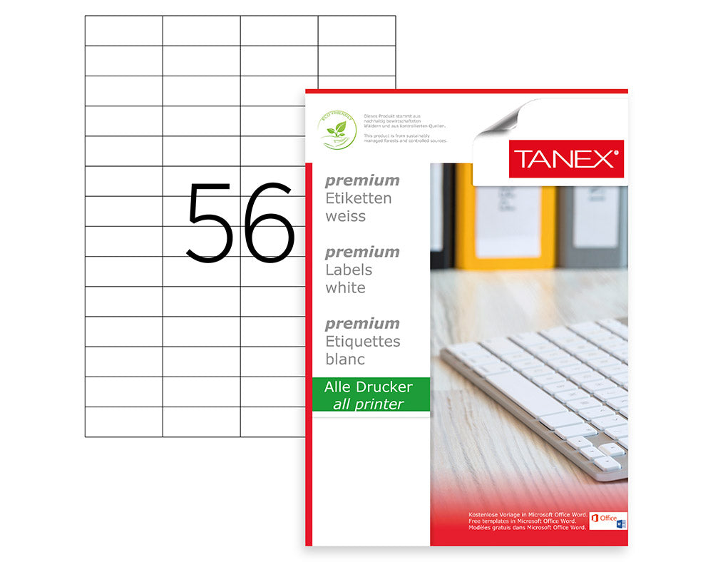 ETICHETE 56/A4 52.5*21.2MM COLTURI DREPTE 100/TOP TANEX ETICHETE 56/A4 52.5*21.2MM COLTURI DREPTE 100/TOP TANEX